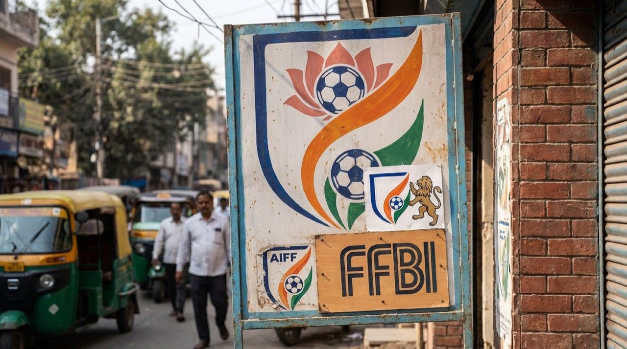 Indian football administration signage symbolising the proposed AIFF name change to Football Federation of Bharat