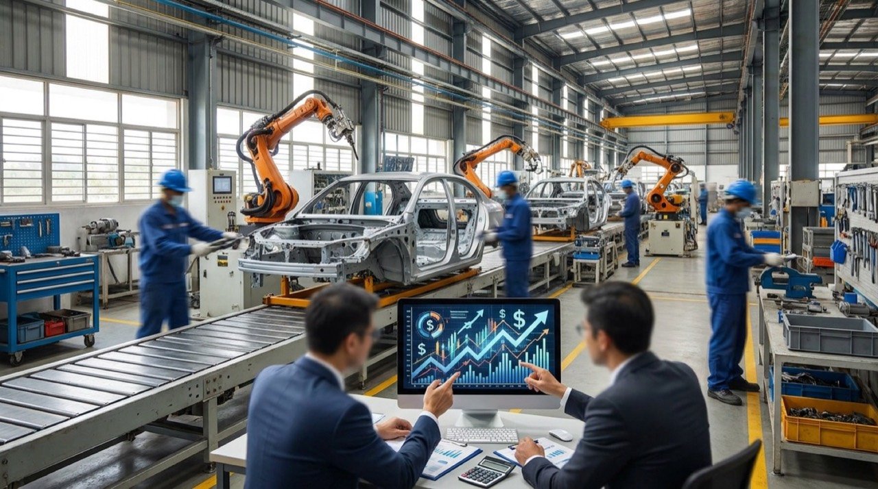 Indian automobile manufacturing plant assembly line illustrating the auto PLI scheme forex calculation dispute