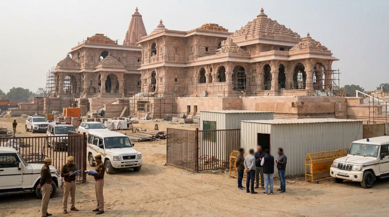 Exterior view of the Ayodhya Ram Temple where a donation embezzlement probe is under way