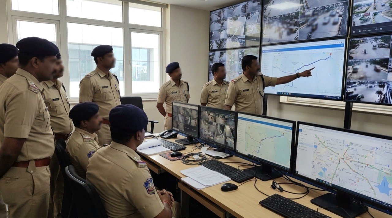 Bengaluru police verifying CCTV footage and traffic route data in a NEET exam delay fact-check