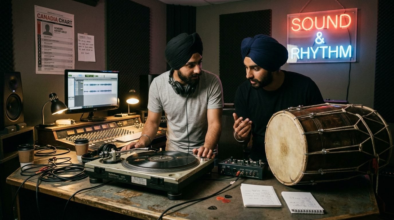 Illustrative image for the story: Cheema Y and Gur Sidhu Crash Billboard Canada Top 10 With Surprise Album 'Bermuda Triangle'