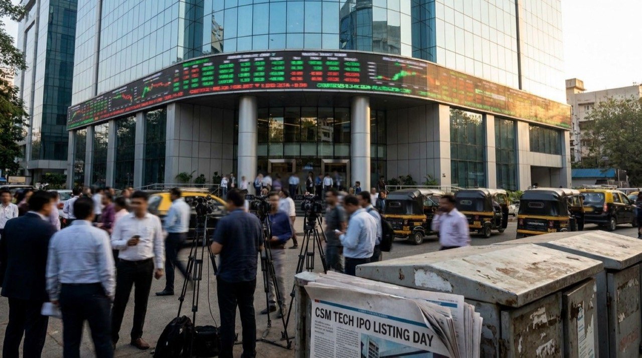 CSM Technologies IPO listing on Indian stock exchange with price band of Rs 107 to Rs 113 per share