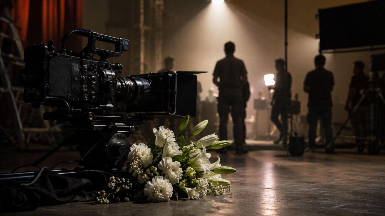 A cinematographer's camera on set, representing the craft legacy of Dillip Ray