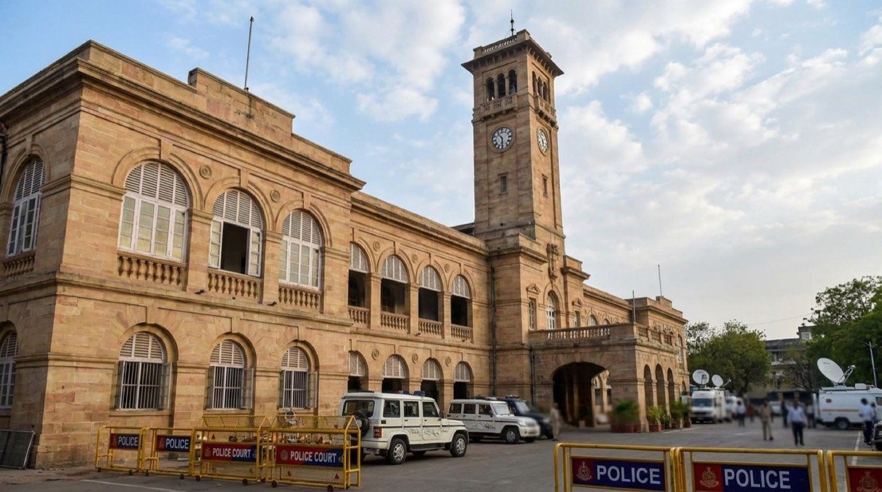 Exterior of a Gujarat court building where AAP MLA Chaitar Vasava was convicted in an extortion case.