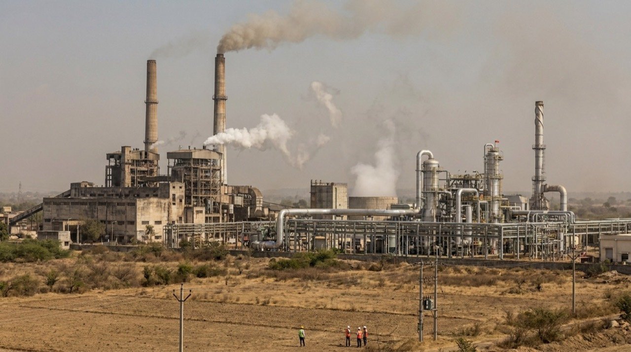 Industrial plant emissions illustrating India's proposed carbon capture, utilisation and storage incentive scheme