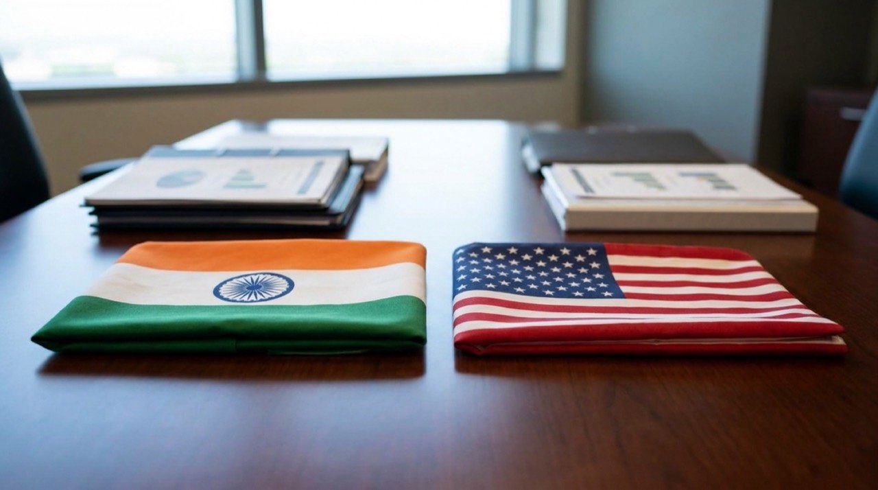 India and United States flags representing bilateral trade negotiations on tariffs and market access
