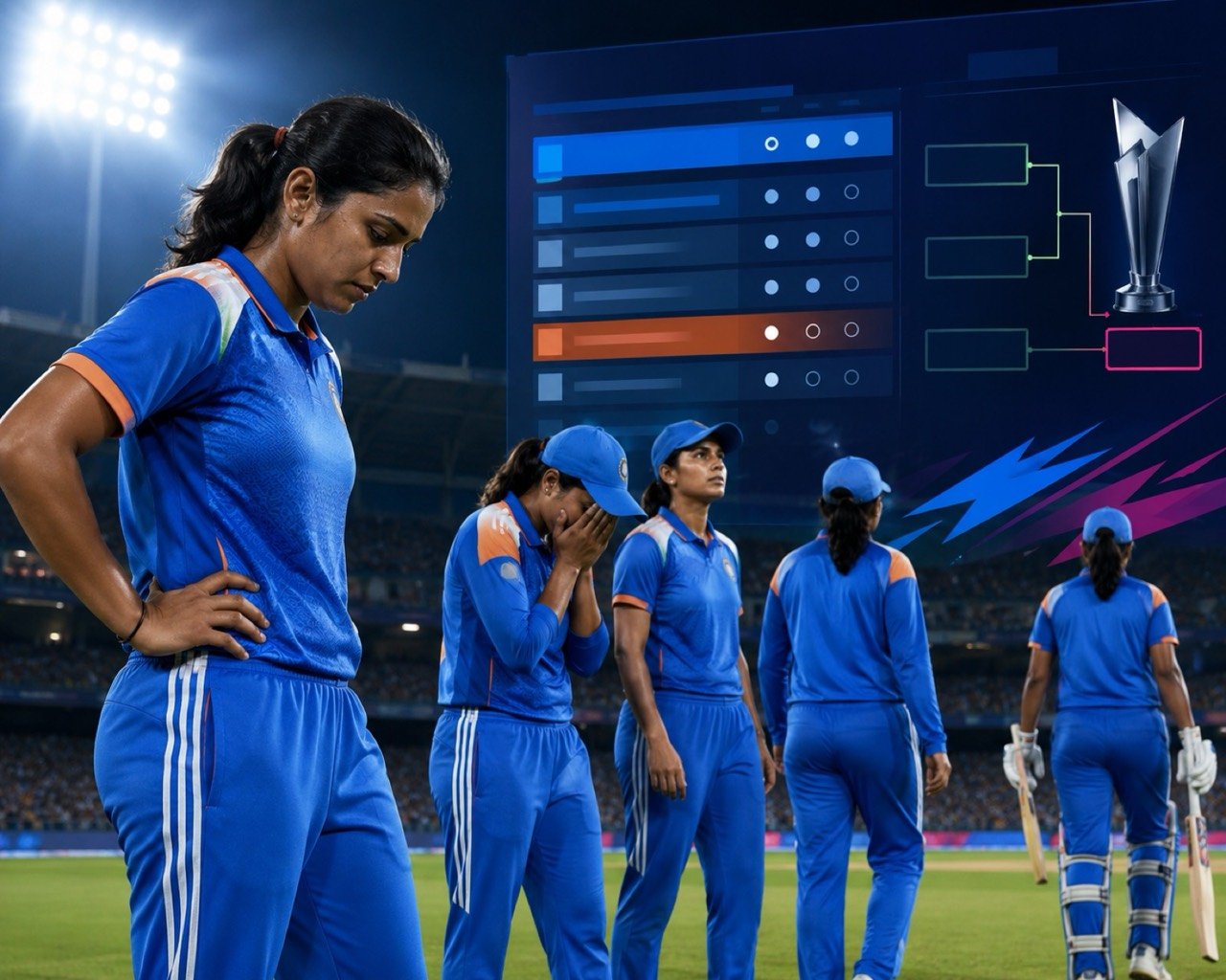 India women's cricket team huddle during the Women's T20 World Cup 2026 at Old Trafford