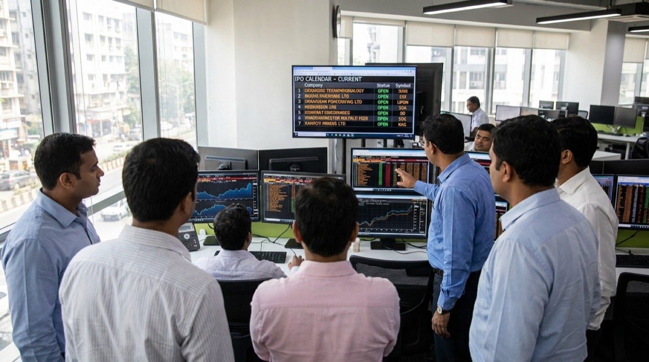 Indian investors tracking a busy IPO calendar with six public issues open on stock market screens