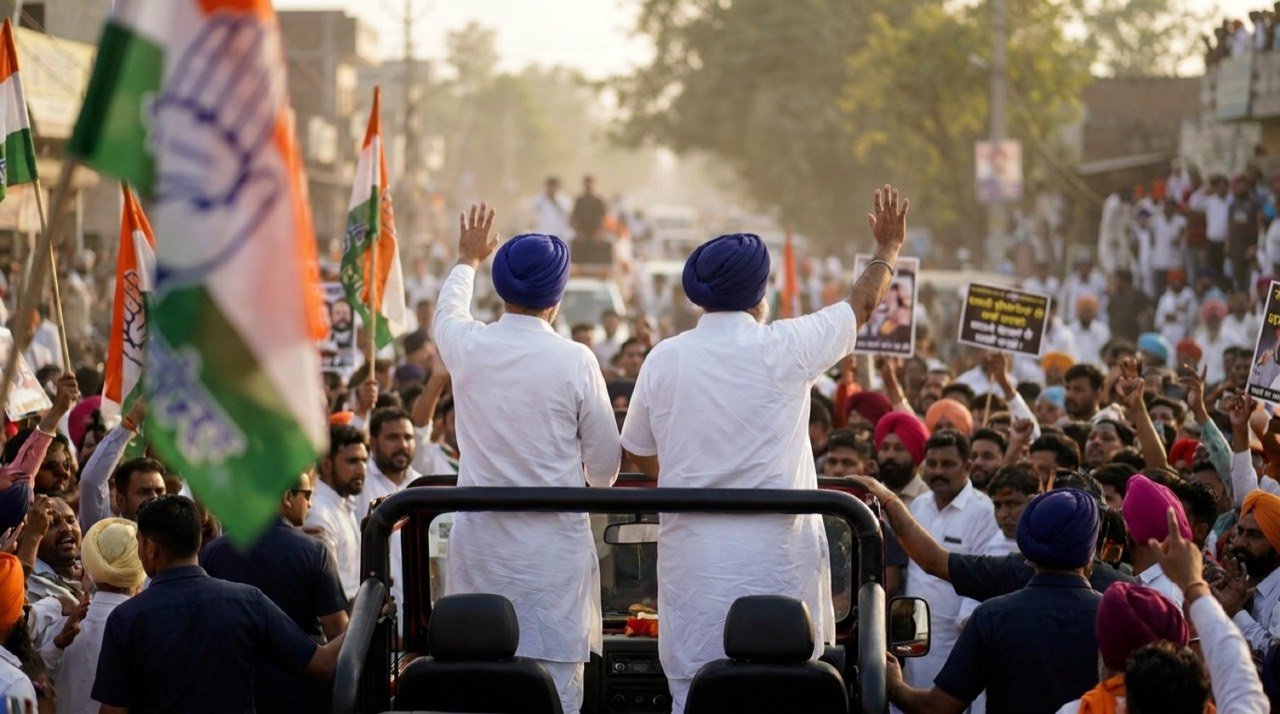 AAP leaders Arvind Kejriwal and Bhagwant Mann at a Punjab roadshow amid the Akal Takht summons controversy