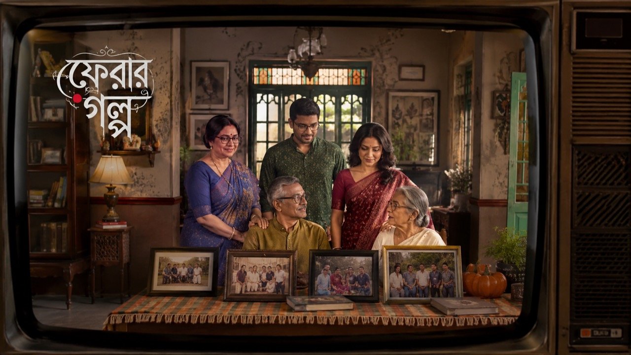 Warmly lit group gathering of Indian television actors posing together at an intimate anniversary reunion, evoking the family-drama era of early-2000s Hindi serials