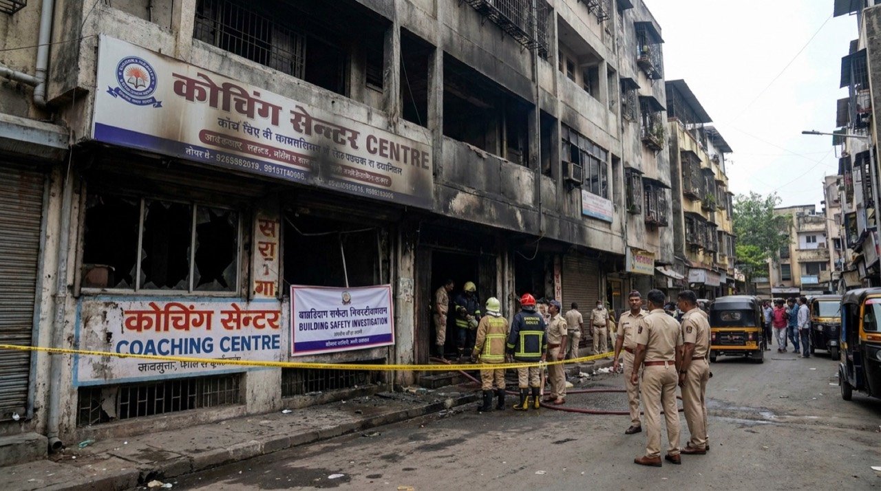 Fire-damaged coaching centre building in Lucknow's Aliganj area under investigation for building-safety violations