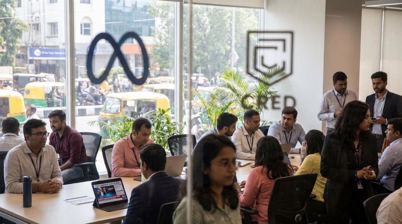 CRED and WhatsApp logos representing Meta's reported investment and Kunal Shah's new leadership role