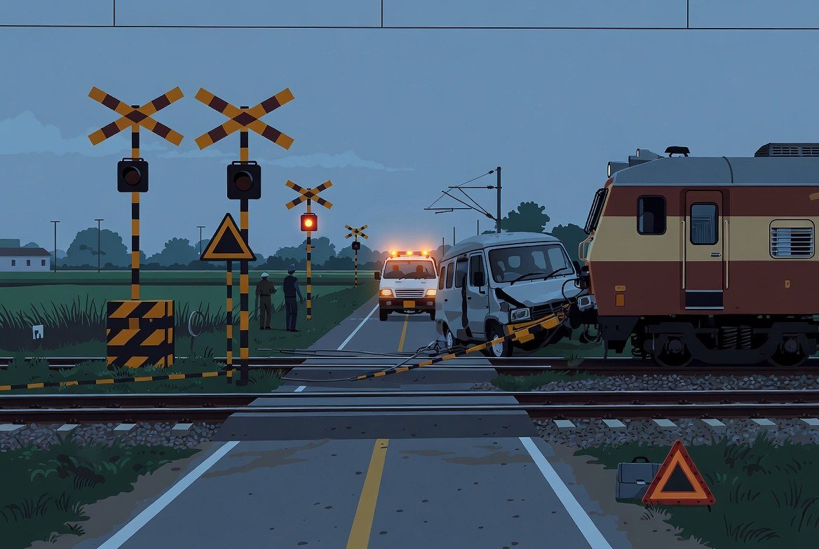 Illustrative image for the story: Murshidabad School Van-Train Collision Kills Three and Renews Level-Crossing Safety Questions