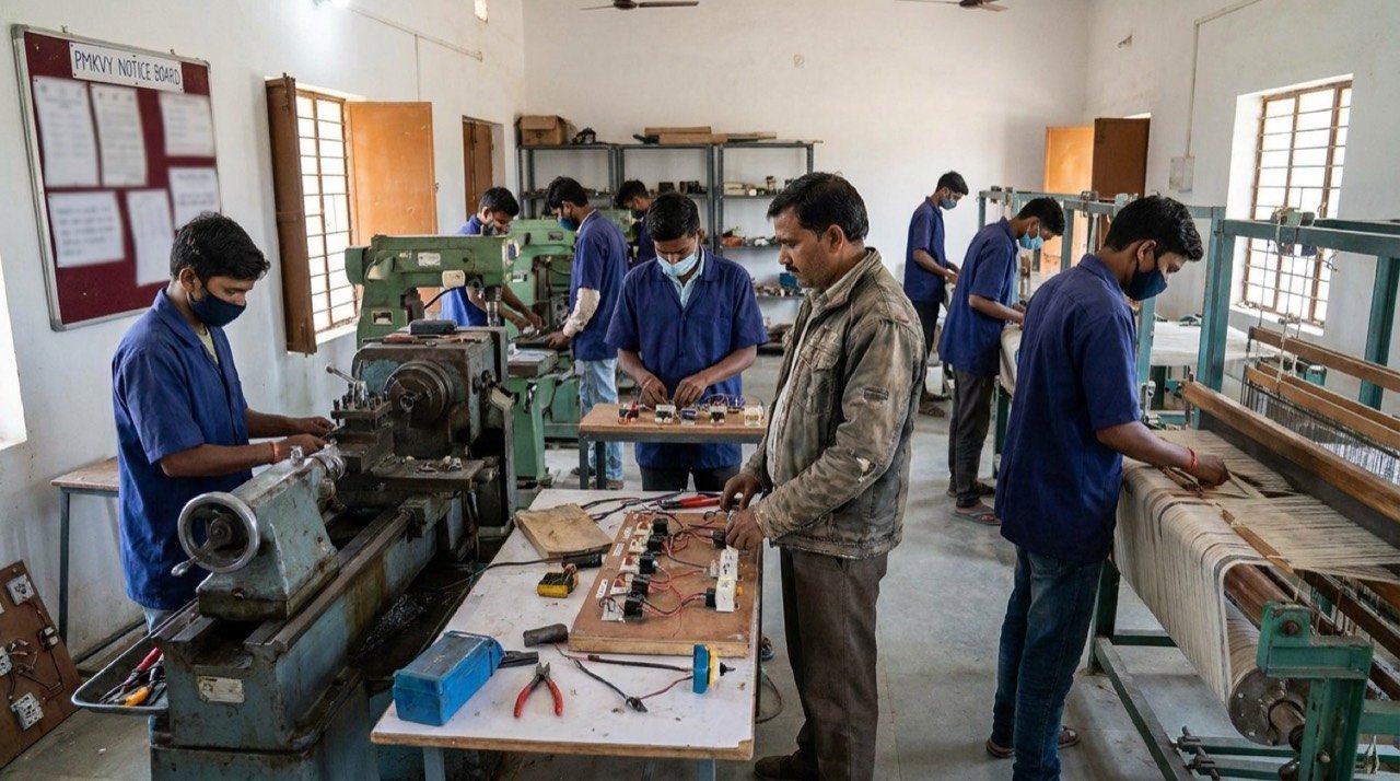 Trainees at a skill development centre as NSDC issues notices to PMKVY training partners over reporting lapses and irregularities
