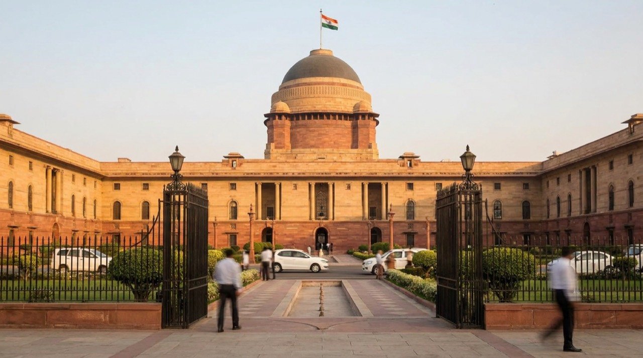 Rashtrapati Bhavan in New Delhi, where Prime Minister Narendra Modi met President Droupadi Murmu amid cabinet reshuffle speculation