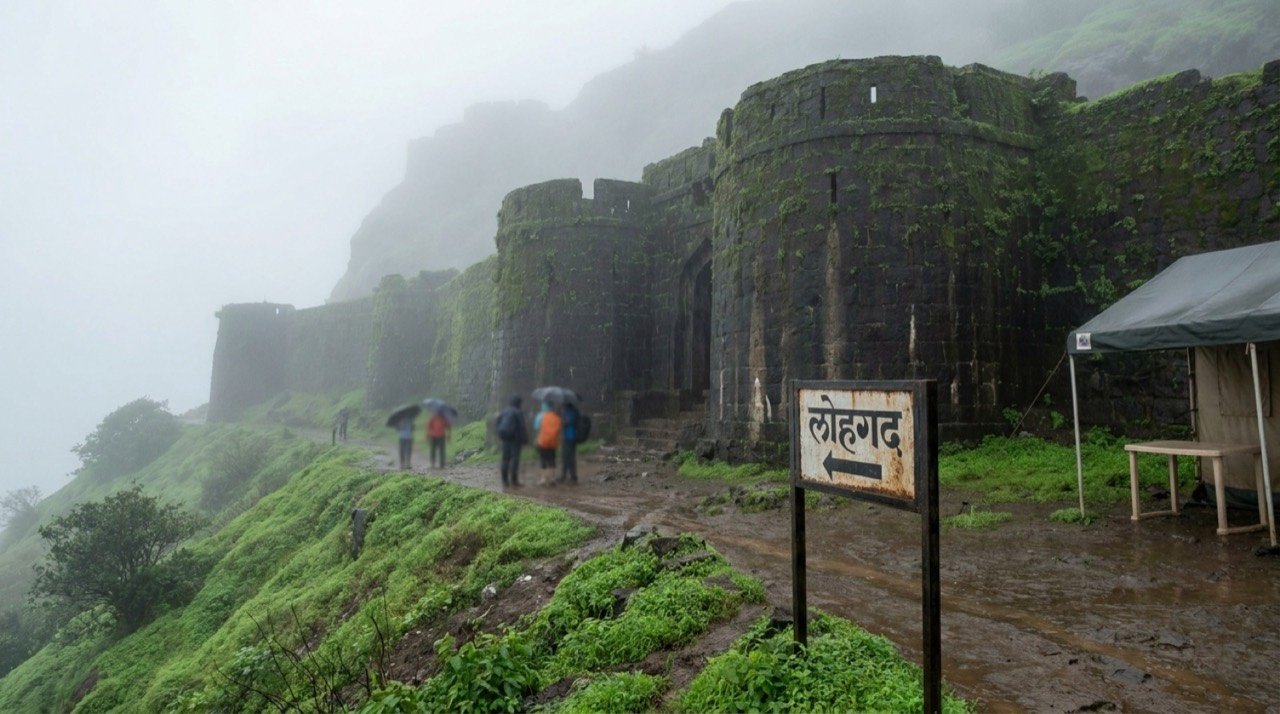 Lohagad Fort near Pune, the monsoon trekking destination where a businessman's death became a murder probe