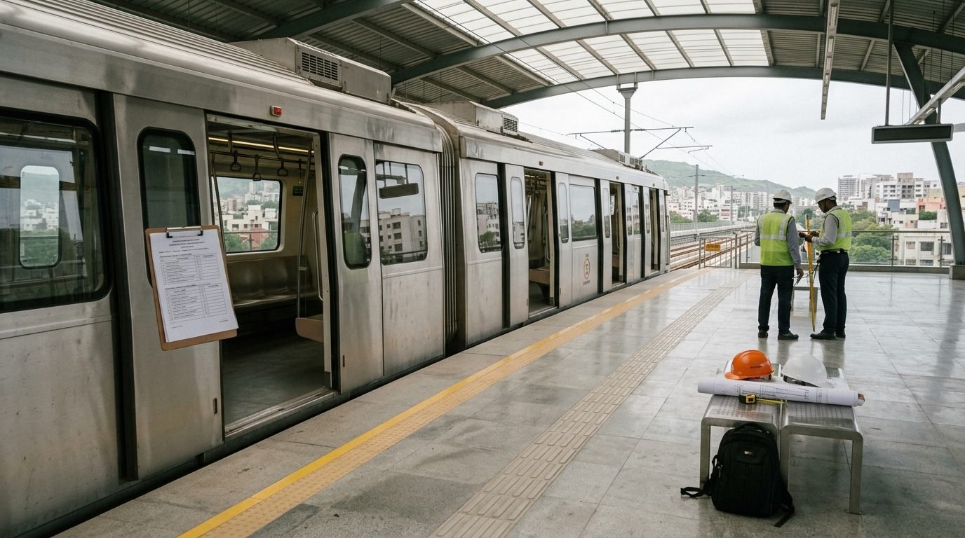 Illustrative image for the story: Pune Metro Line 3 Enters Safety Inspection, First Stretch Nears Launch