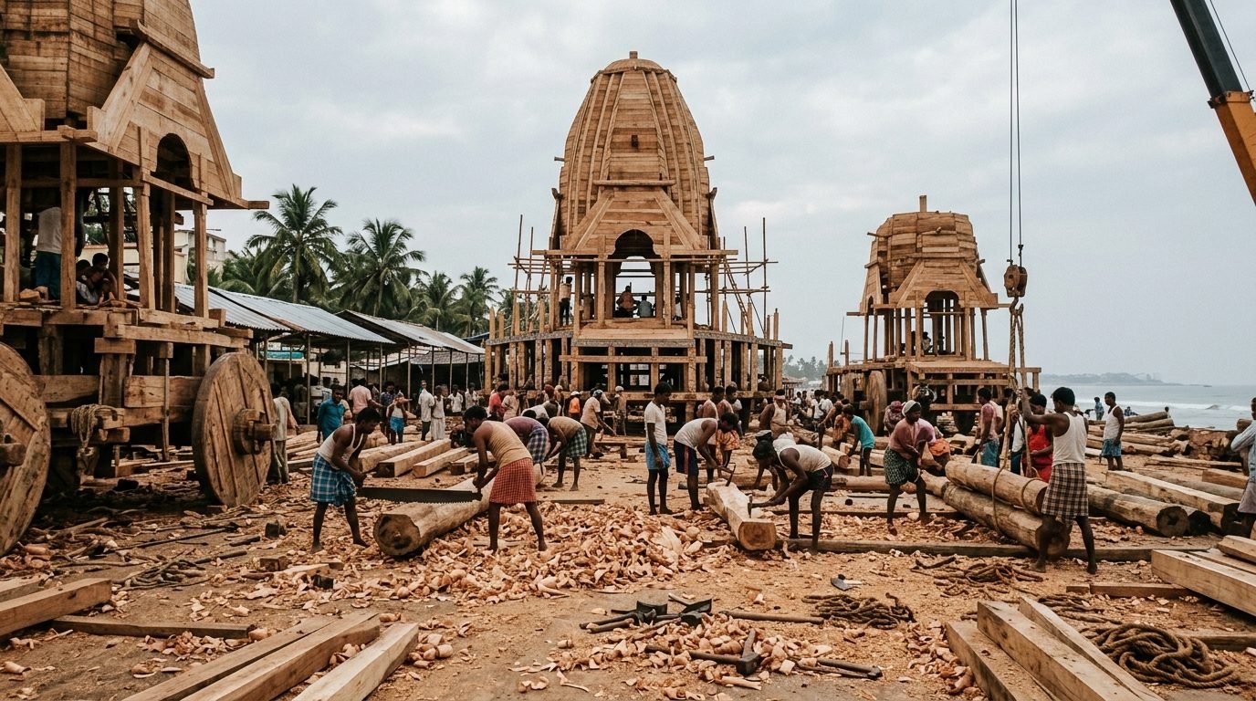 Illustrative image for the story: Puri gears up for Rath Yatra as chariot construction races toward schedule