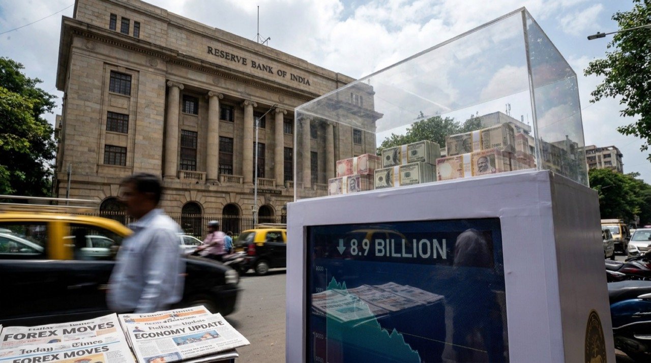 Reserve Bank of India building representing the RBI's $8.9 billion spot forex sale in April