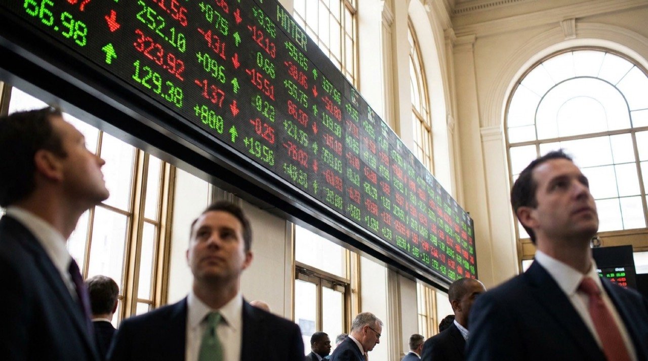 Stock exchange ticker board, illustrating SBI Mutual Fund's approved Rs 13,000 crore IPO and asset-management listing