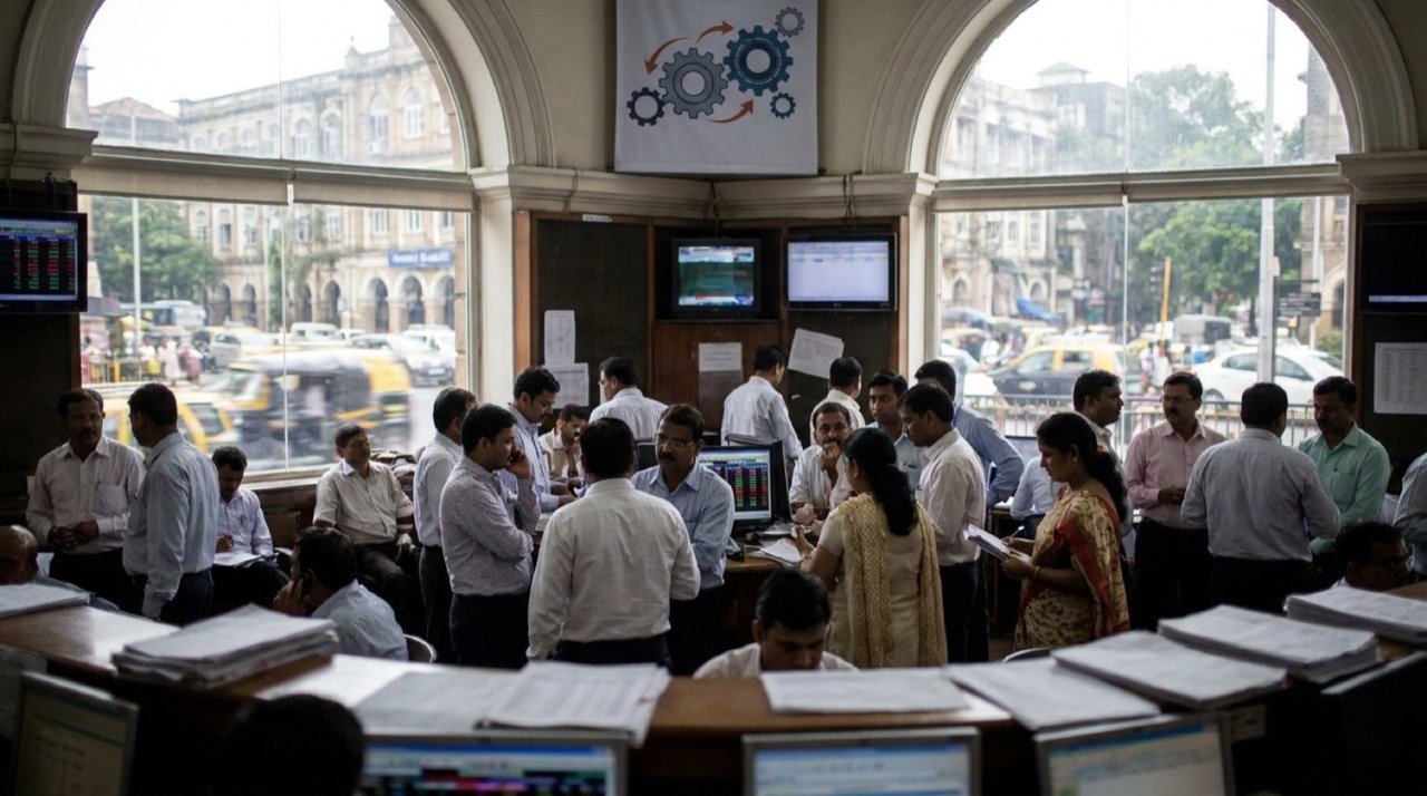 A stock exchange trading floor in Mumbai illustrating SEBI's proposed simplification of market infrastructure rules for exchanges and brokers.
