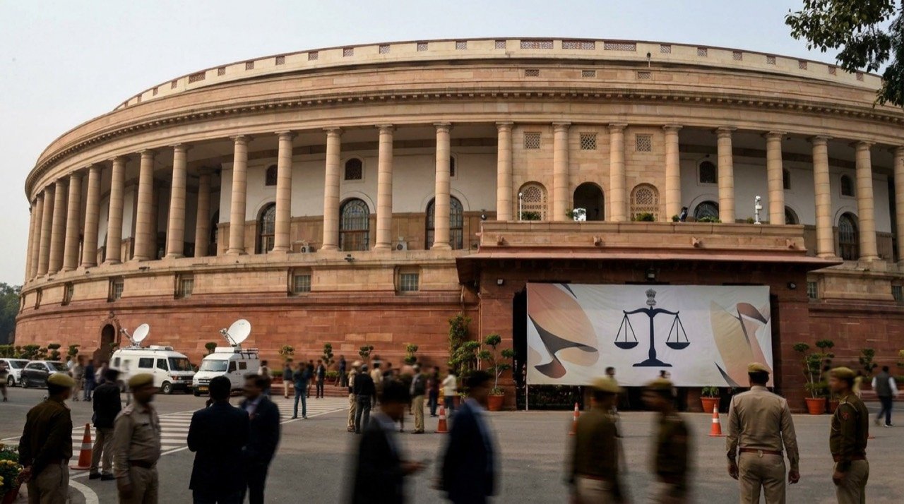 Parliament building in New Delhi where the Lok Sabha Speaker will weigh Shiv Sena UBT MPs' recognition claim