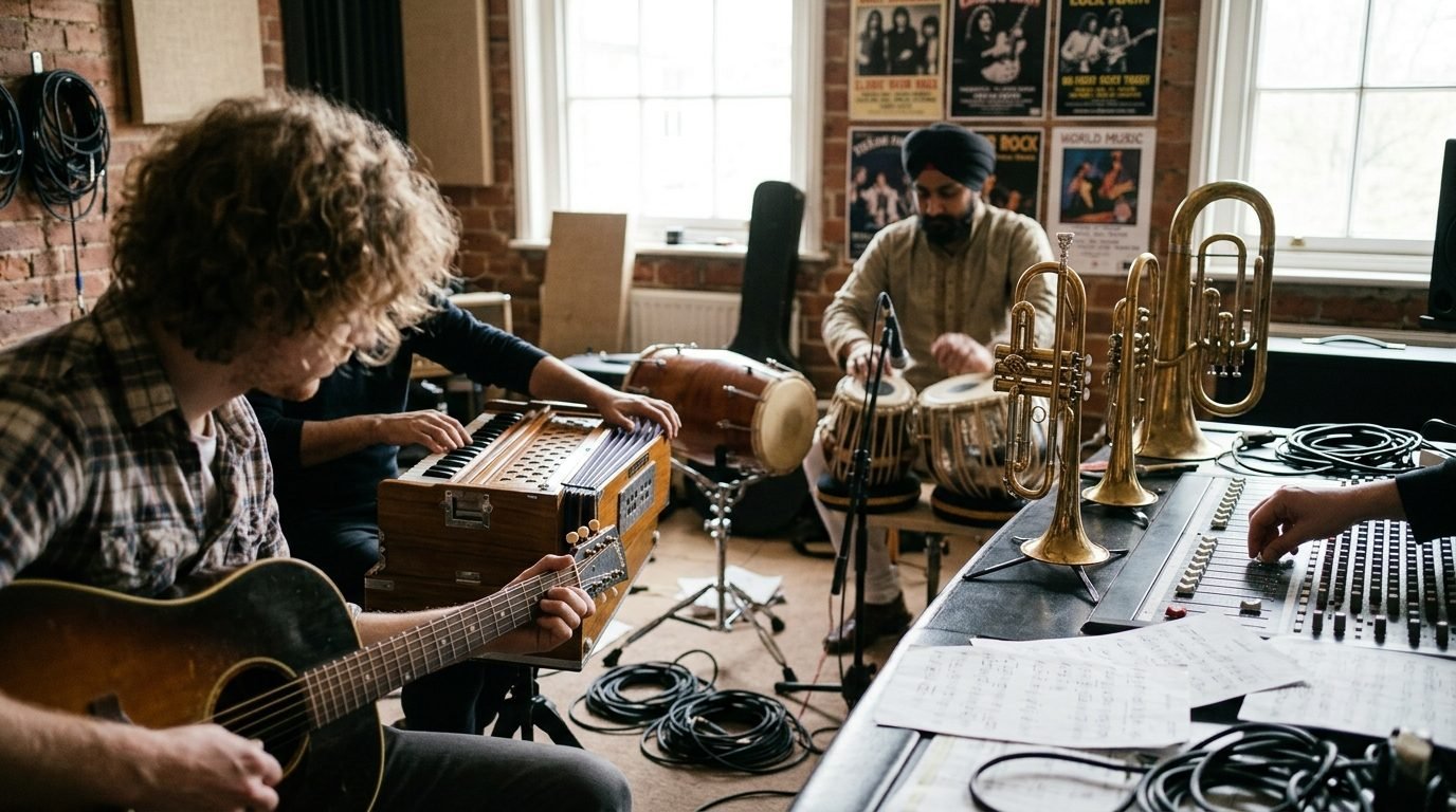 Illustrative image for the story: Jonny Greenwood and Shye Ben Tzur Reunite With The Rajasthan Express on Cross-Cultural Album 'Ranjha'