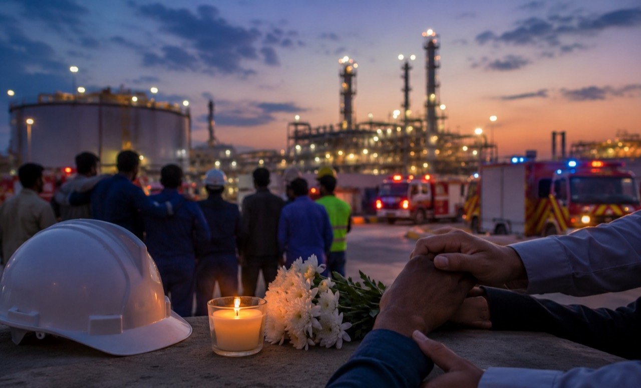 Industrial facility in Qatar's Ras Laffan zone where an explosion killed twelve Indian workers